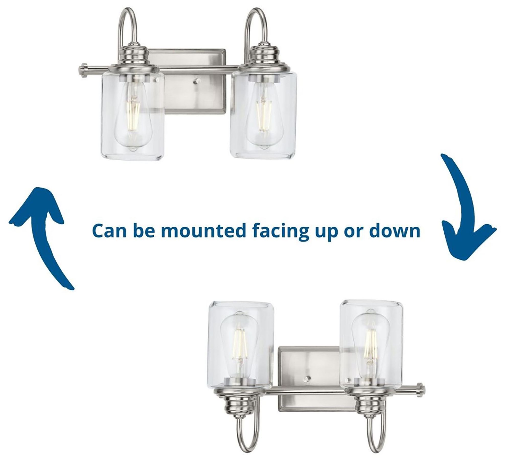 Progress Lighting Aiken 2-Light Clear Glass Farmhouse Vanity Wall Light