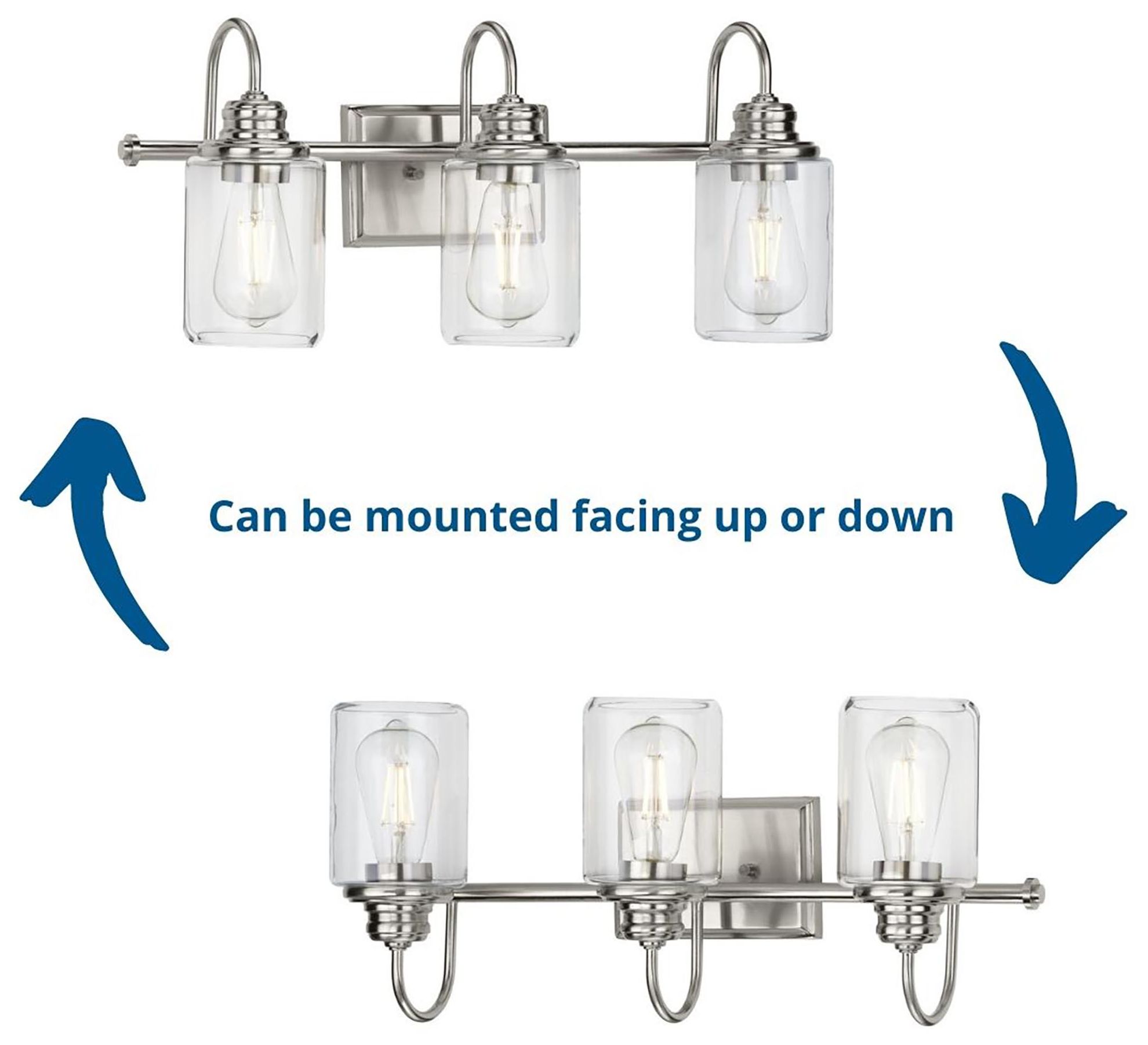 Progress Lighting Aiken 3-Light Clear Glass Farmhouse Vanity Wall Light