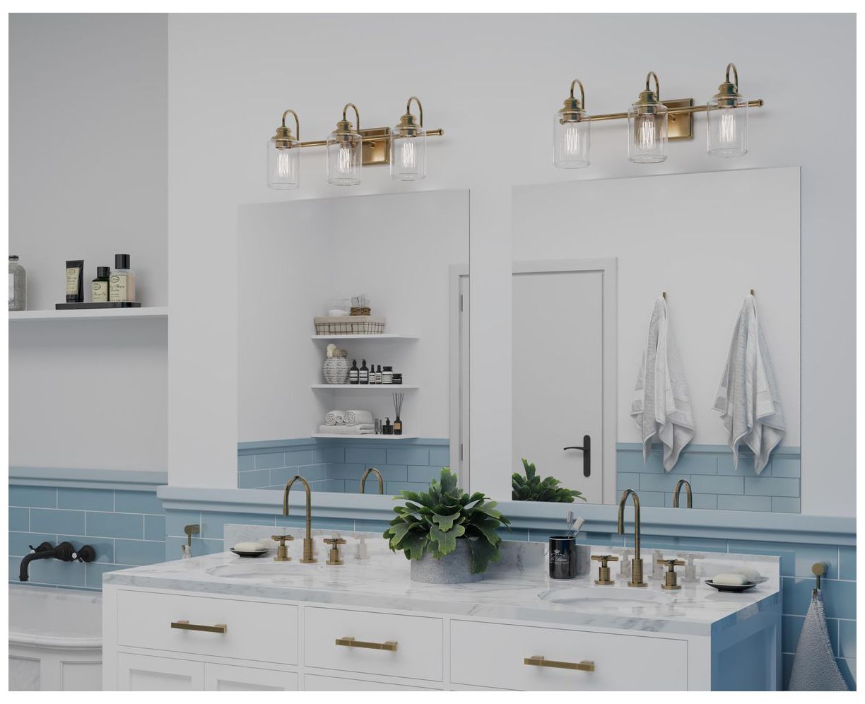 Thumbnail3 of Progress Lighting Aiken 3-Light Clear Glass Farmhouse Vanity Wall Light more views