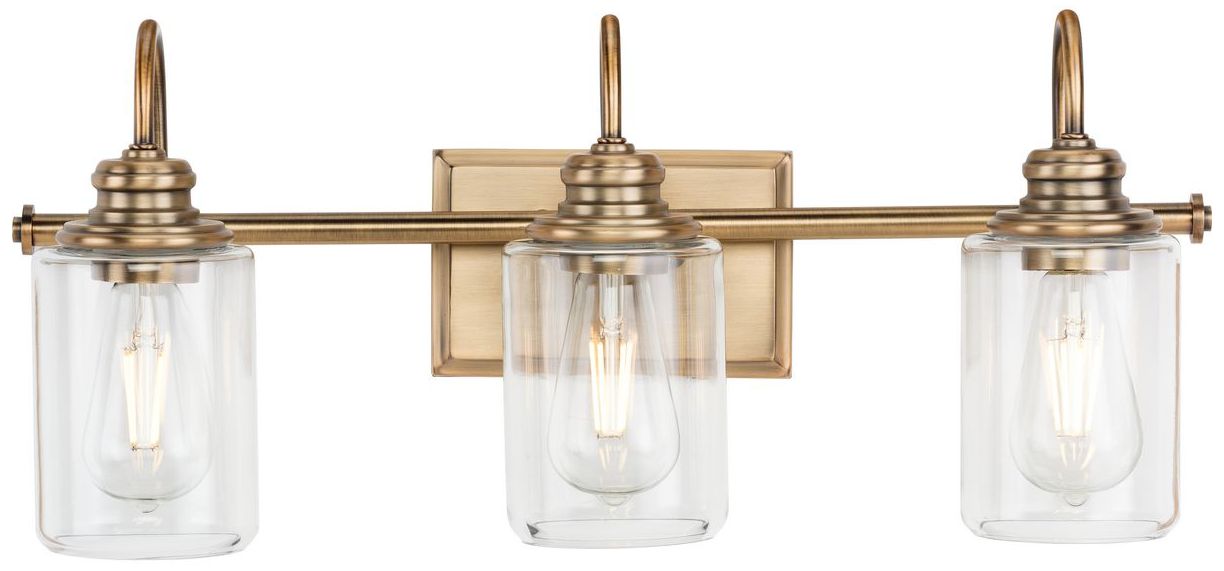 Progress Lighting Aiken 3-Light Clear Glass Farmhouse Vanity Wall Light