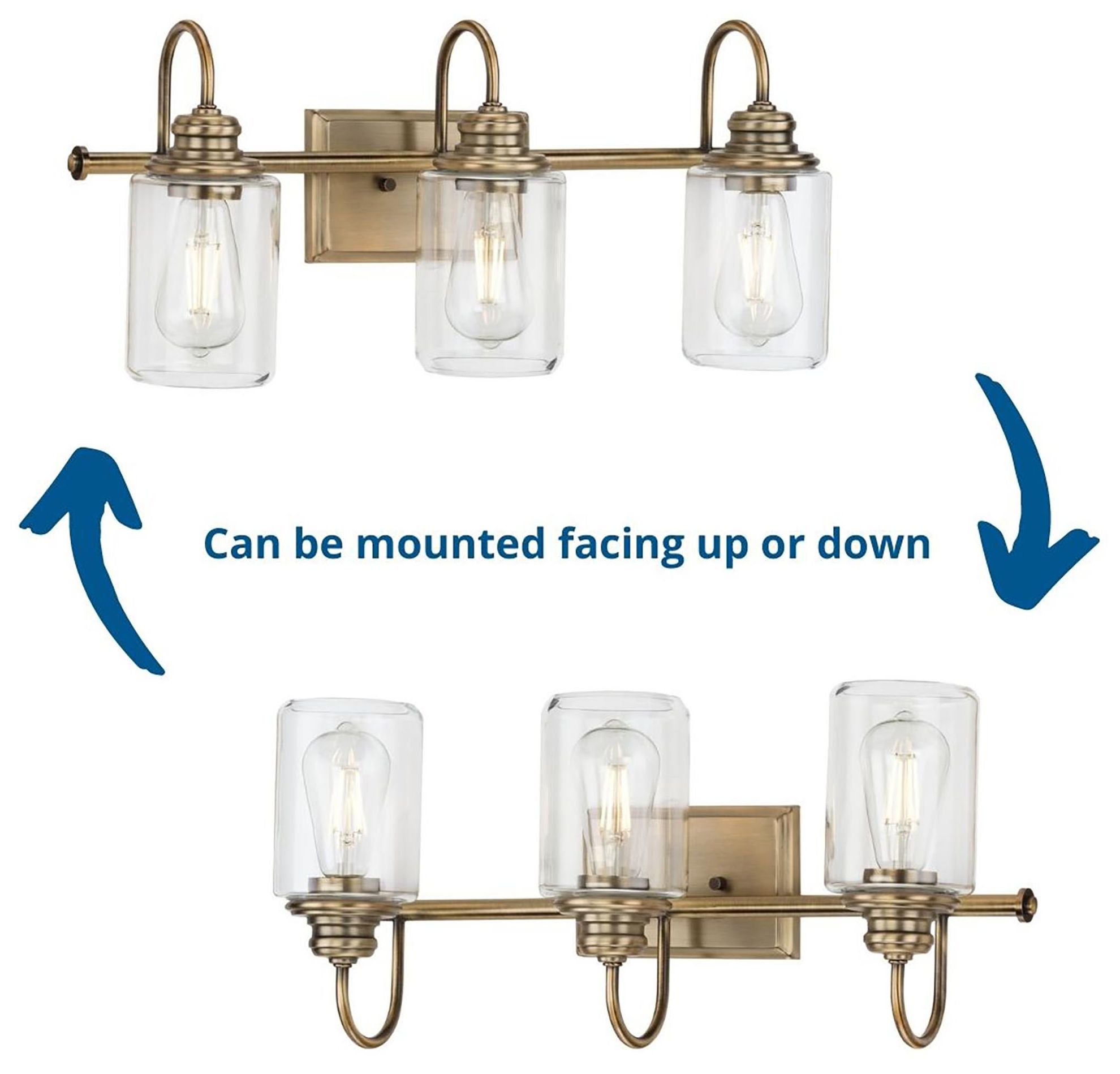 Progress Lighting Aiken 3-Light Clear Glass Farmhouse Vanity Wall Light