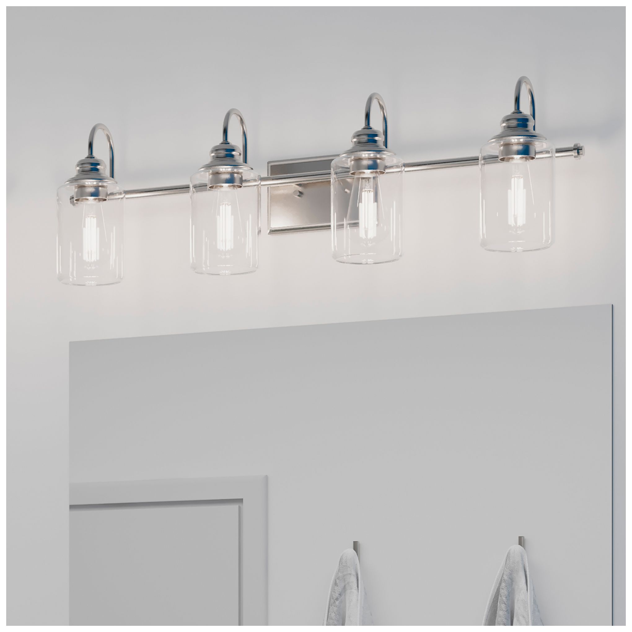 Progress Lighting Aiken 4-Light Clear Glass Farmhouse Vanity Wall Light
