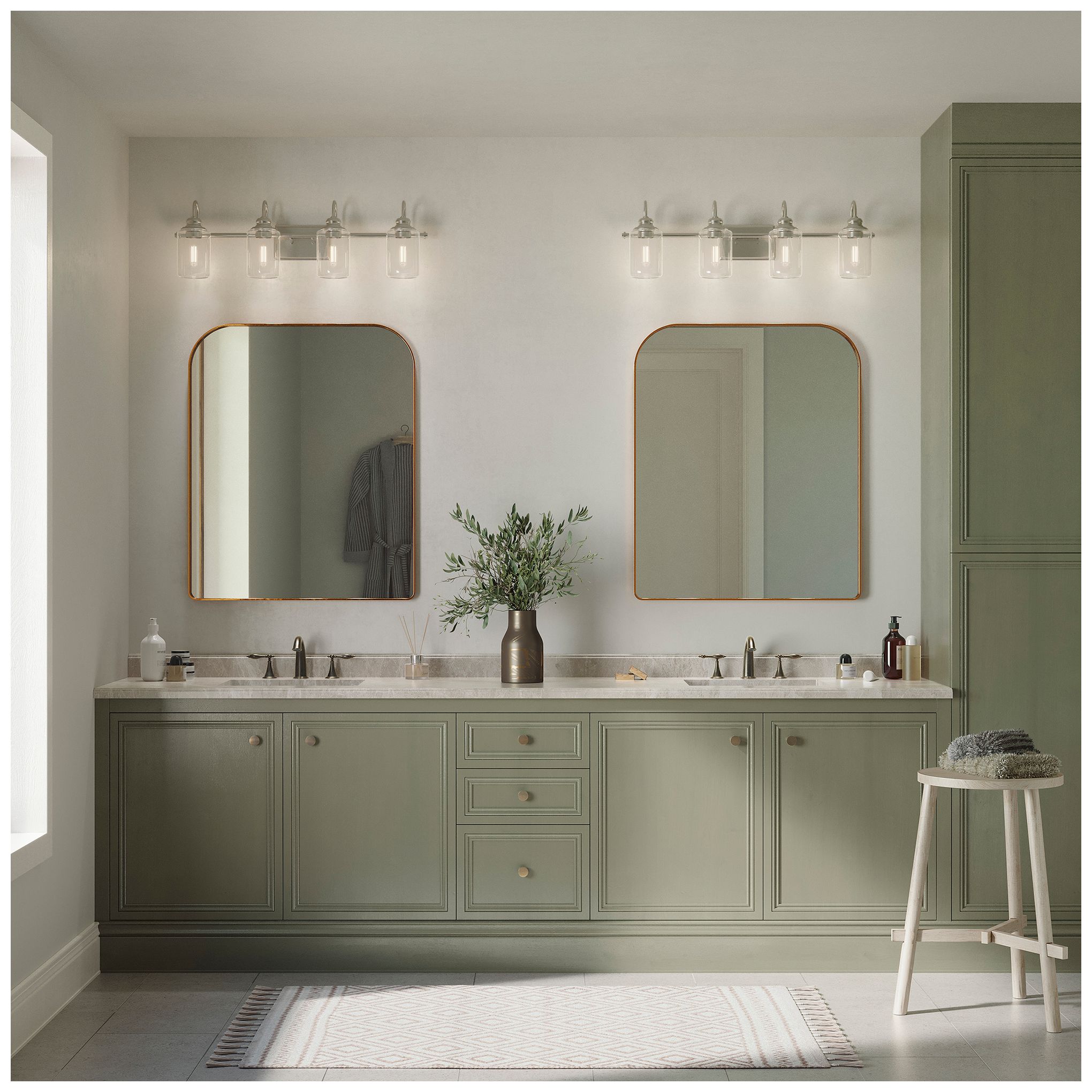 Progress Lighting Aiken 4-Light Clear Glass Farmhouse Vanity Wall Light