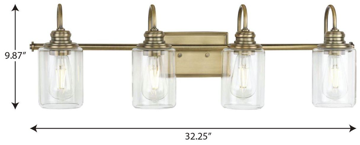 Image 4 Progress Lighting Aiken 4-Light Clear Glass Farmhouse Vanity Wall Light more views