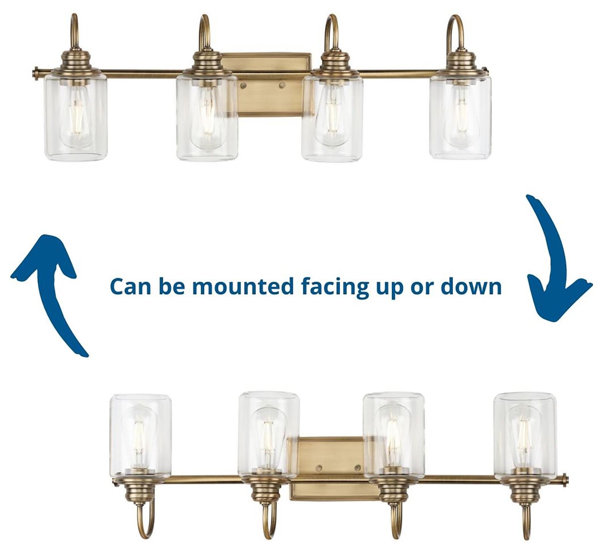 Progress Lighting Aiken 4-Light Clear Glass Farmhouse Vanity Wall Light