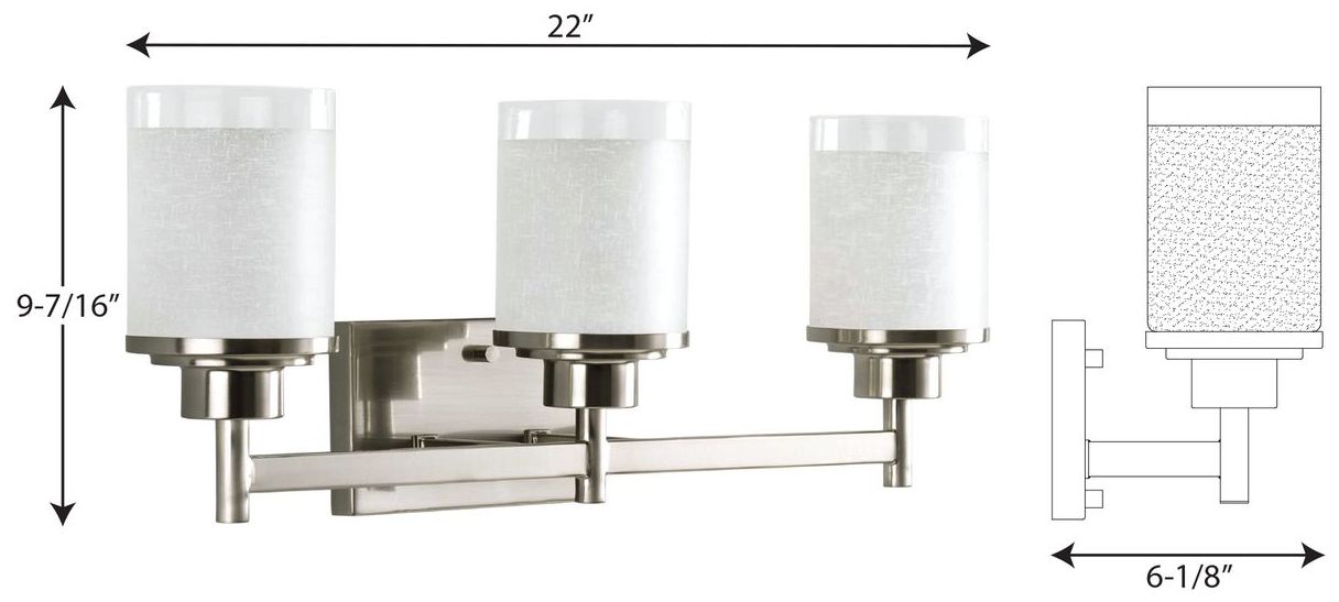 Progress Lighting Alexa Three-Light Brushed Nickel Bath Light