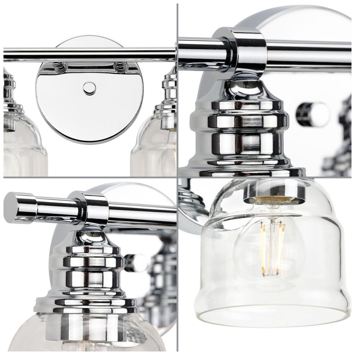Progress Lighting Ambrose 2-Light Farmhouse Clear Glass Vanity Light