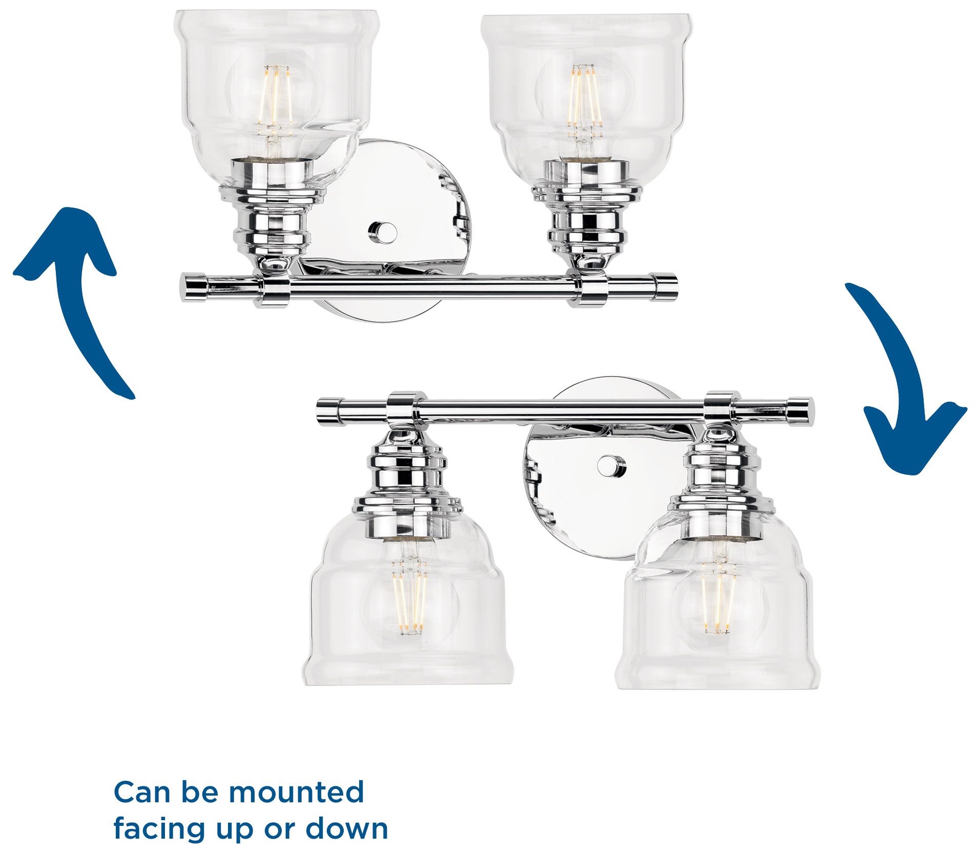 Progress Lighting Ambrose 2-Light Farmhouse Clear Glass Vanity Light