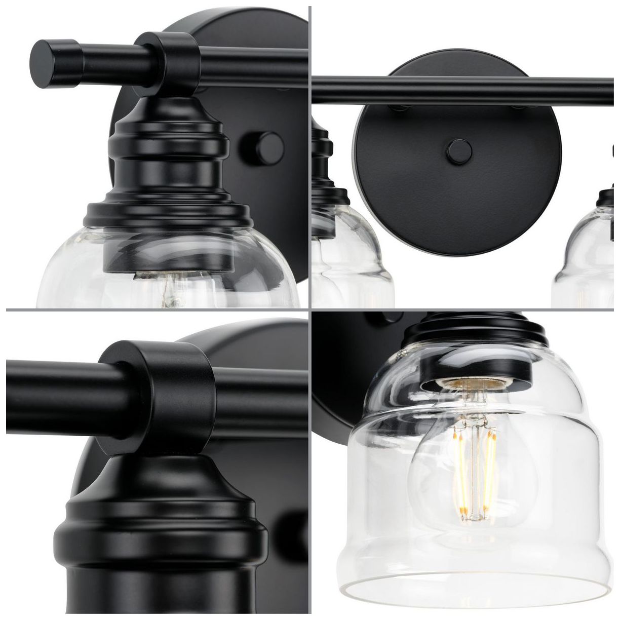 Progress Lighting Ambrose 2-Light Farmhouse Clear Glass Vanity Light