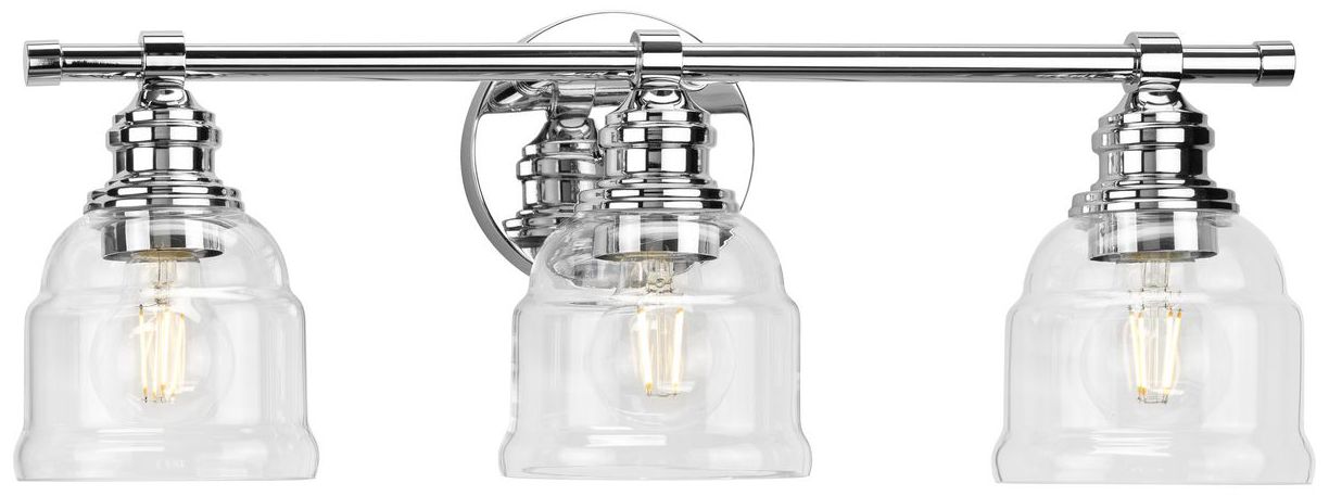 Progress Lighting Ambrose 3-Light Farmhouse Clear Glass Vanity Light