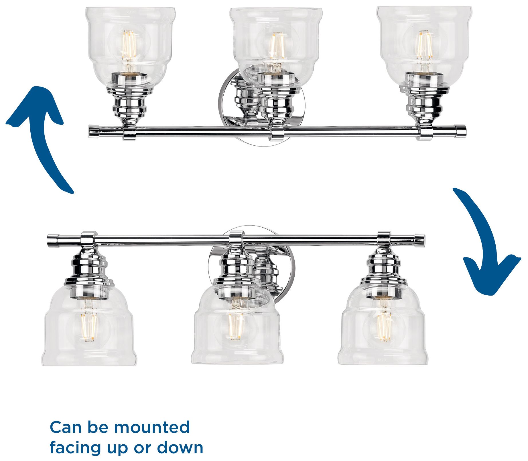 Progress Lighting Ambrose 3-Light Farmhouse Clear Glass Vanity Light