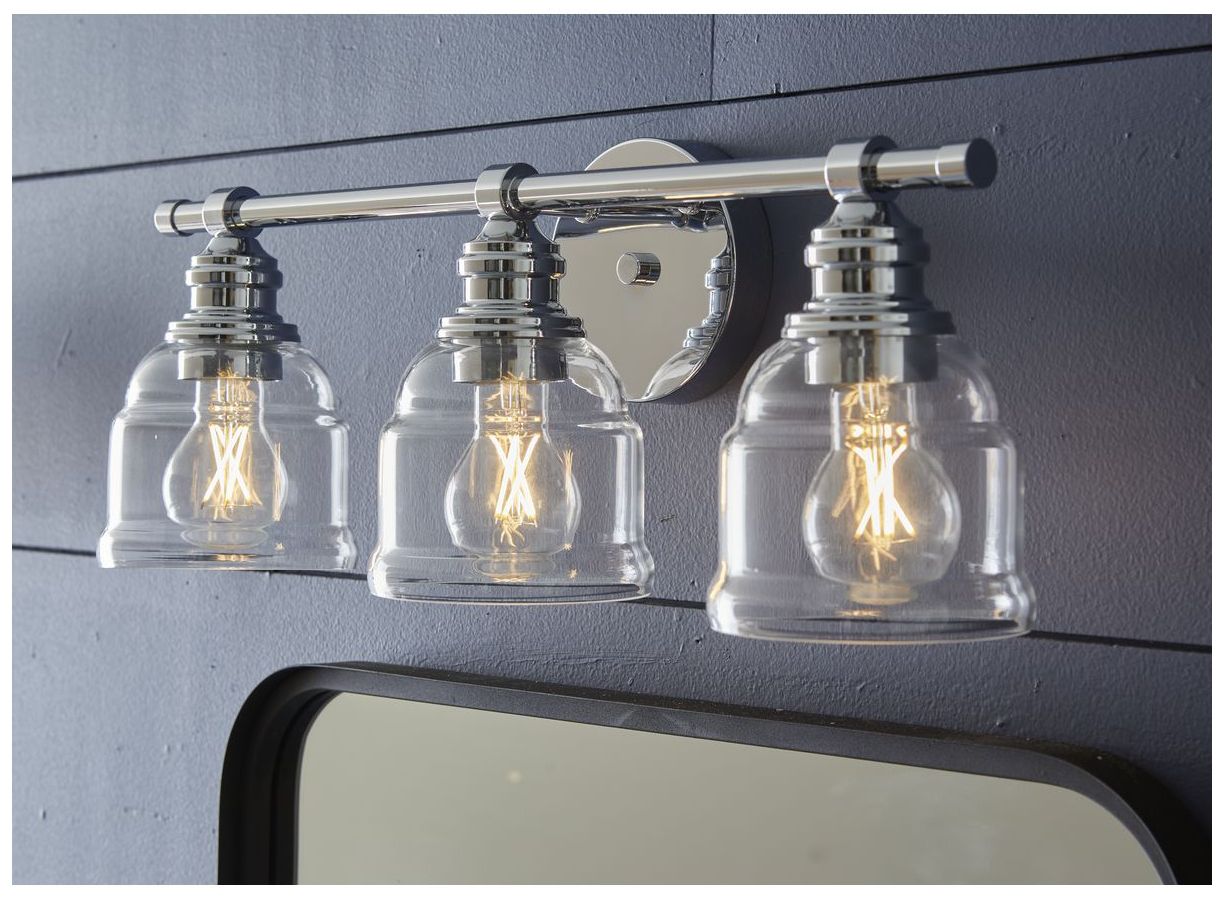 Image 3 Progress Lighting Ambrose 3-Light Farmhouse Clear Glass Vanity Light more views