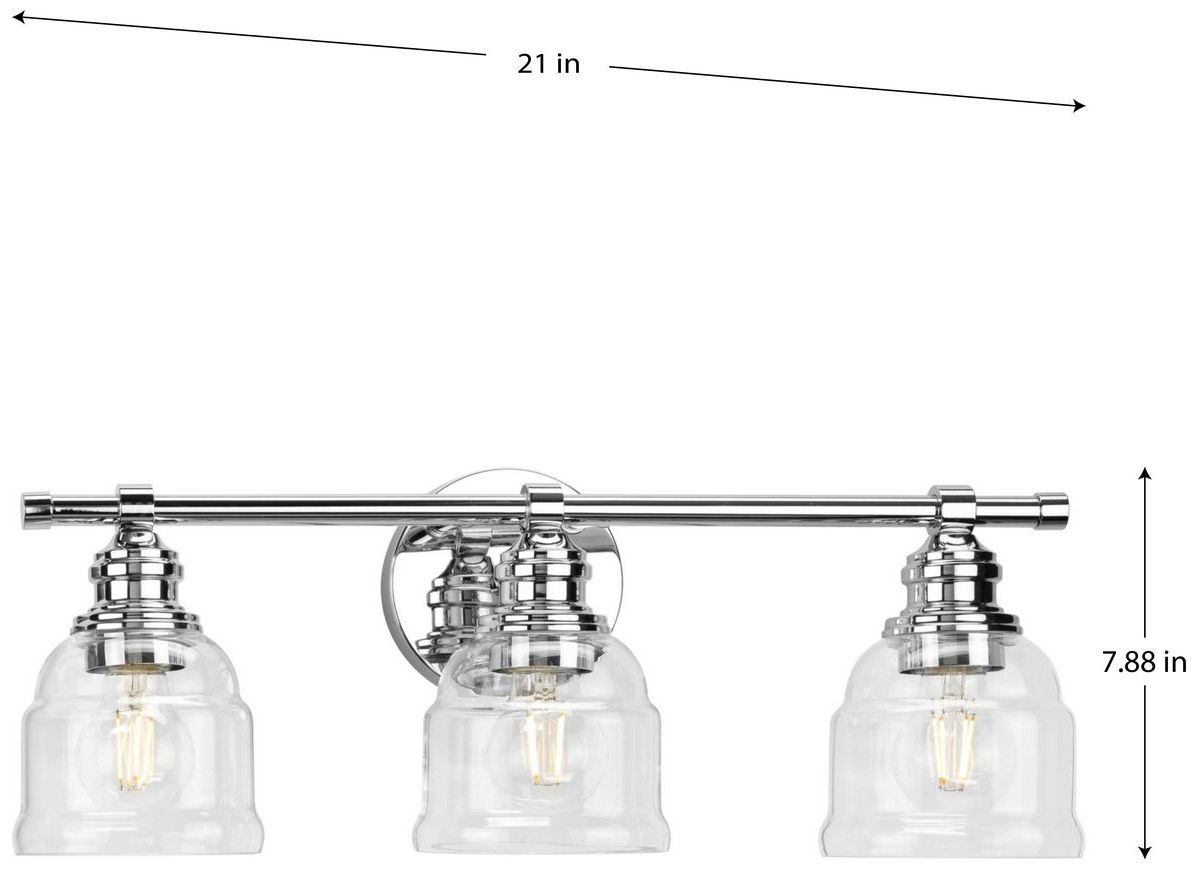 Image 4 Progress Lighting Ambrose 3-Light Farmhouse Clear Glass Vanity Light more views