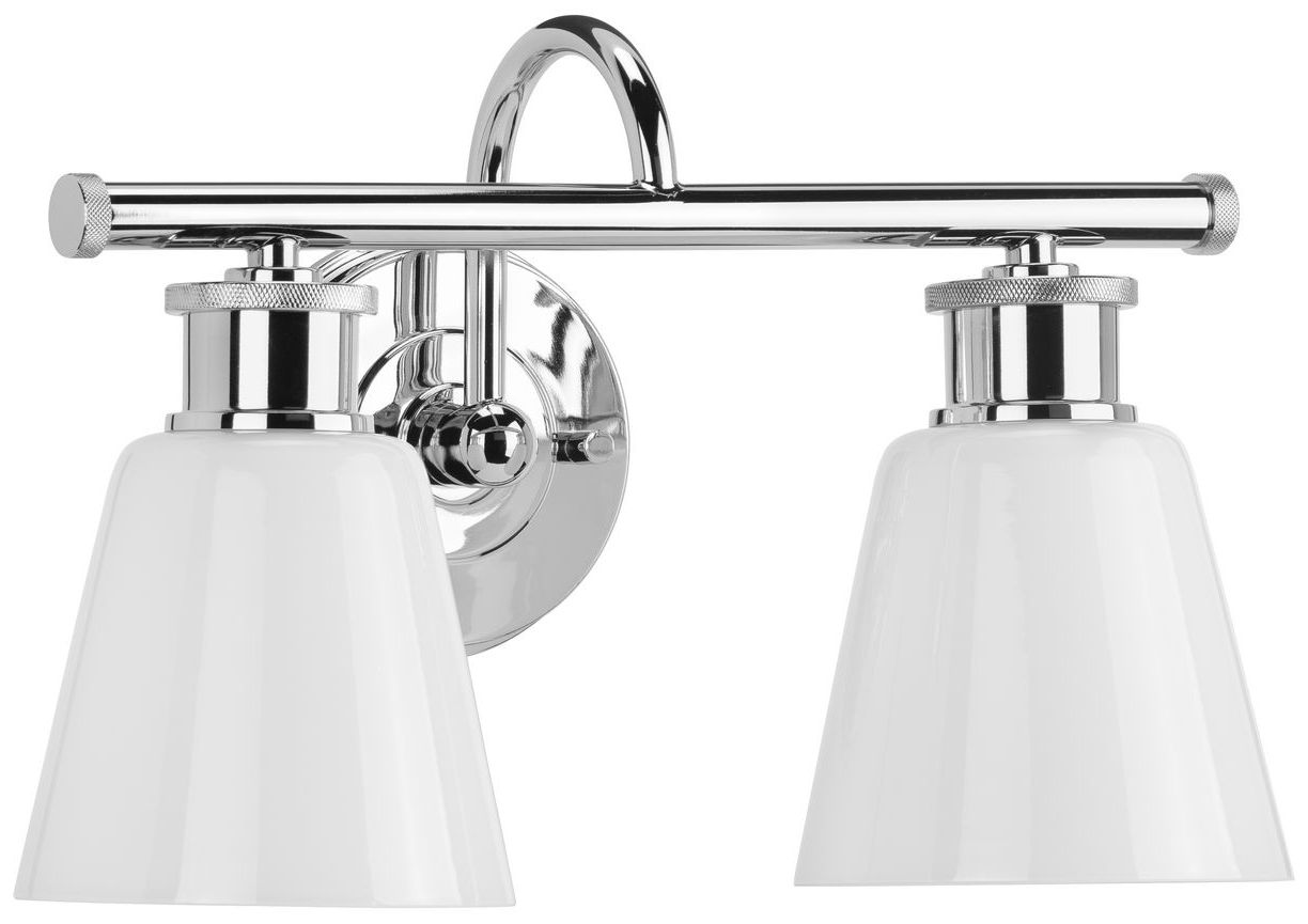 Progress Lighting Ashford 2-Light Opal Glass Farmhouse Vanity Wall Light