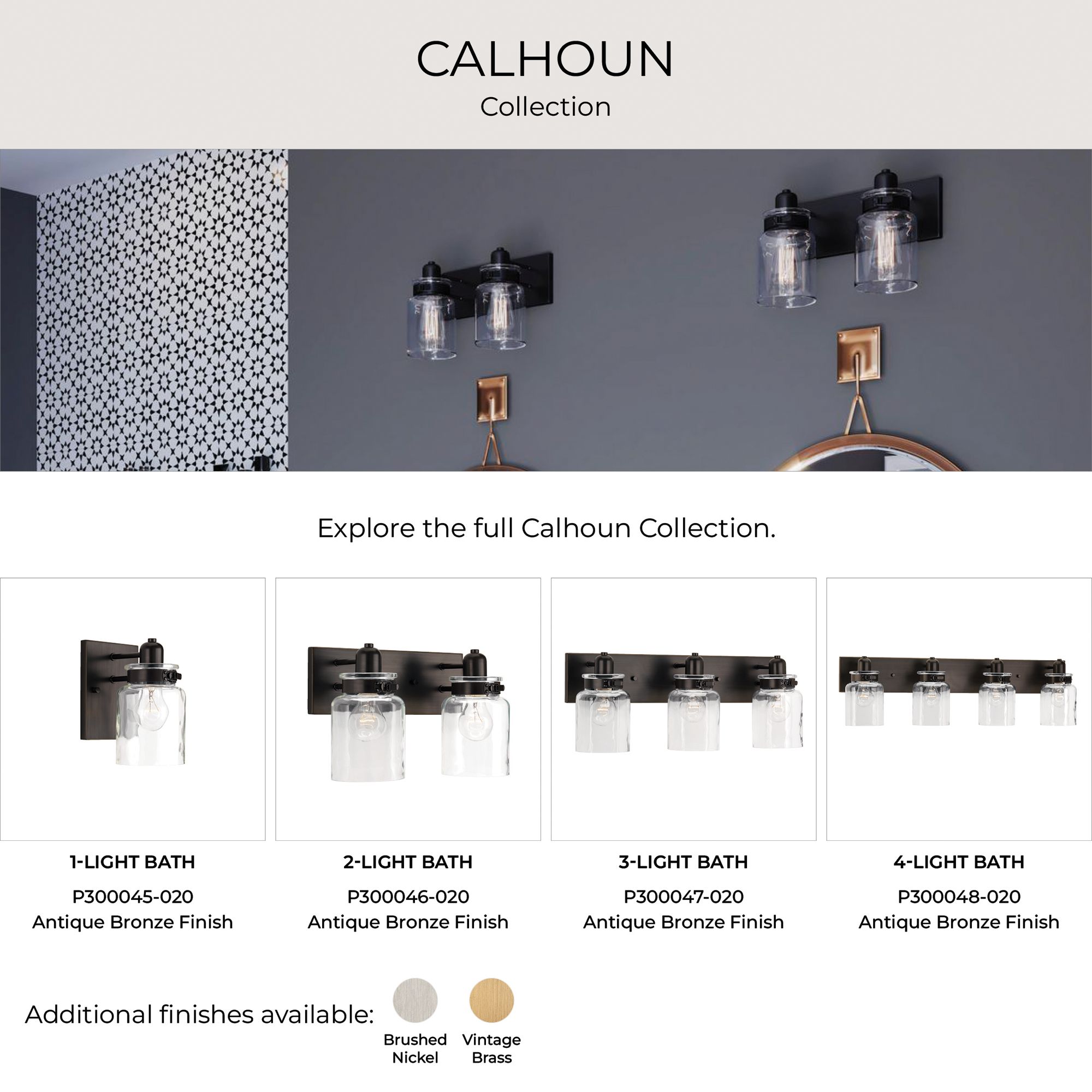 Progress Lighting Calhoun Collection 4-Light Clear Glass Bath Vanity Light