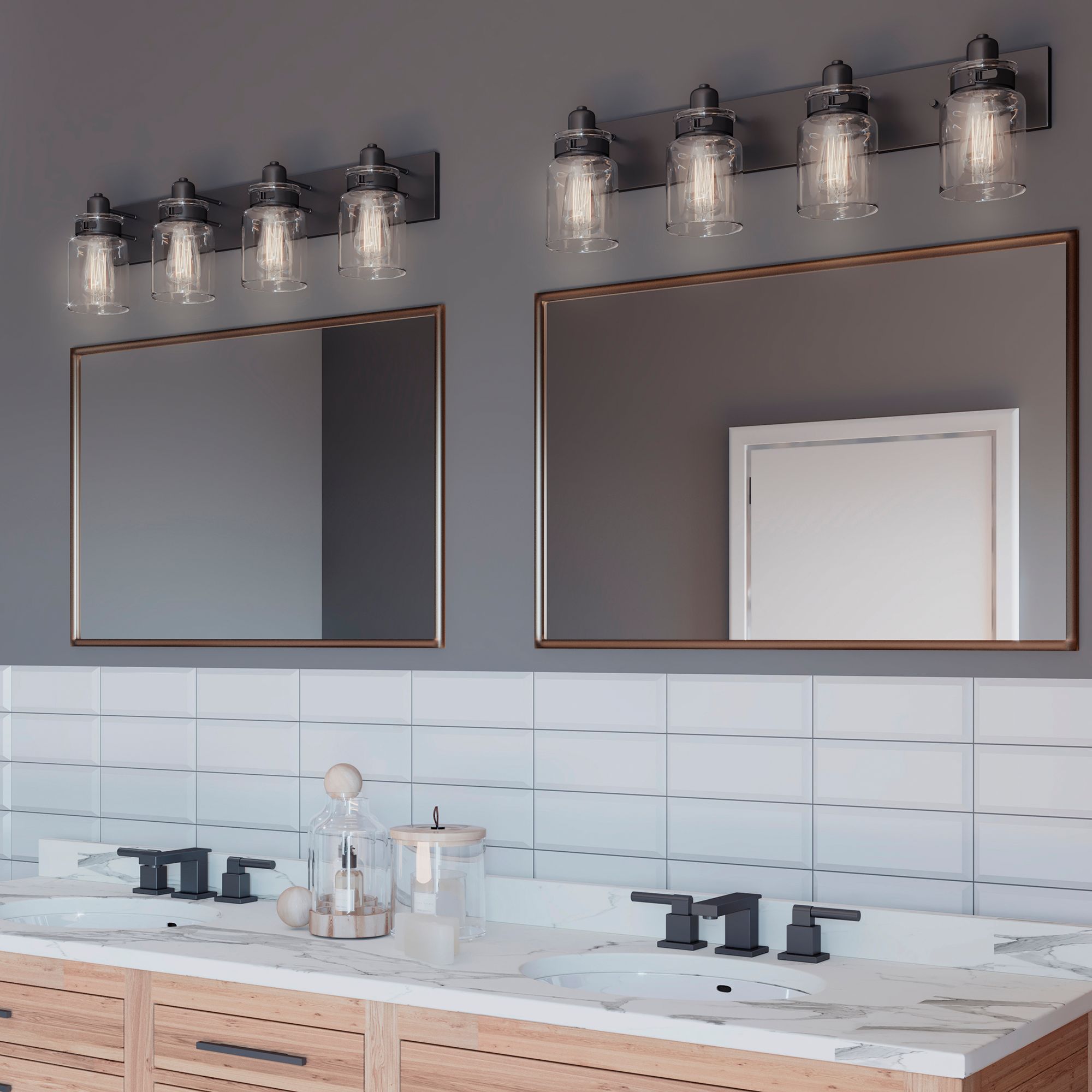 Progress Lighting Calhoun Collection 4-Light Clear Glass Bath Vanity Light