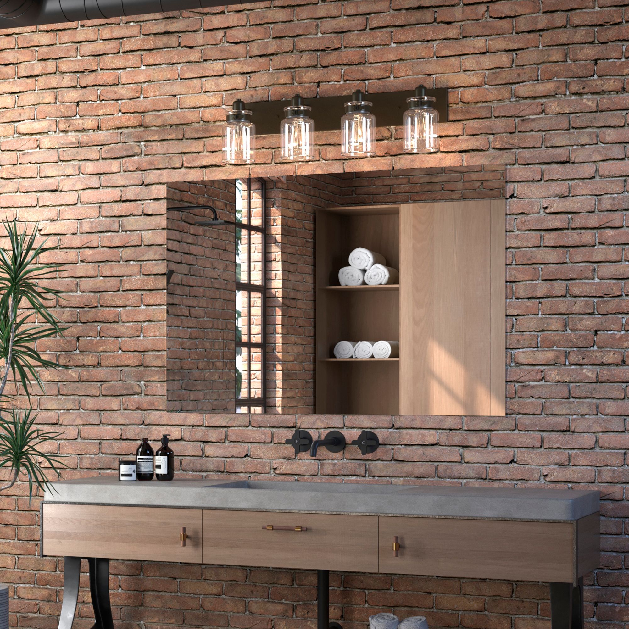 Progress Lighting Calhoun Collection 4-Light Clear Glass Bath Vanity Light