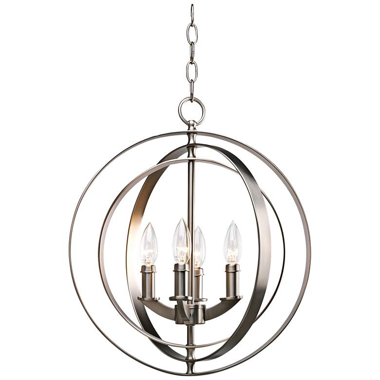 Image 3 Progress Lighting Equinox 16 inch 4-Light Silver Open Orb Pendant Light