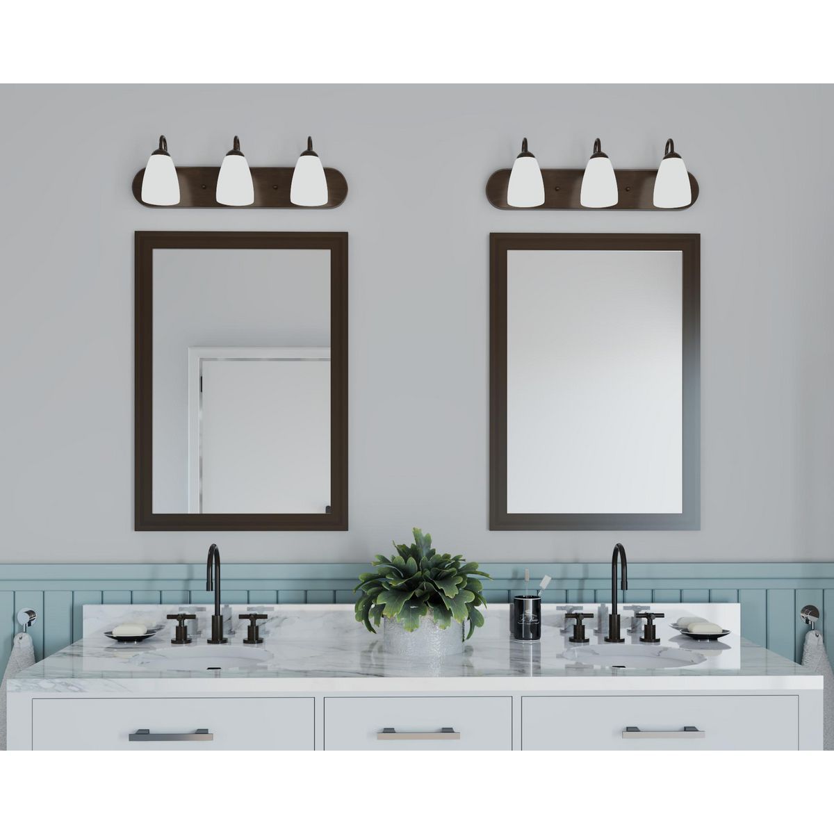 Image 2 Progress Lighting Gather Collection Antique Bronze 3-Light Vanity Light more views