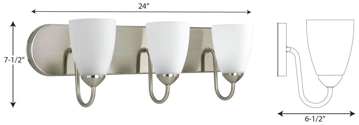 Image 5 Progress Lighting Gather Collection Brushed Nickel 3-Light Vanity Light more views