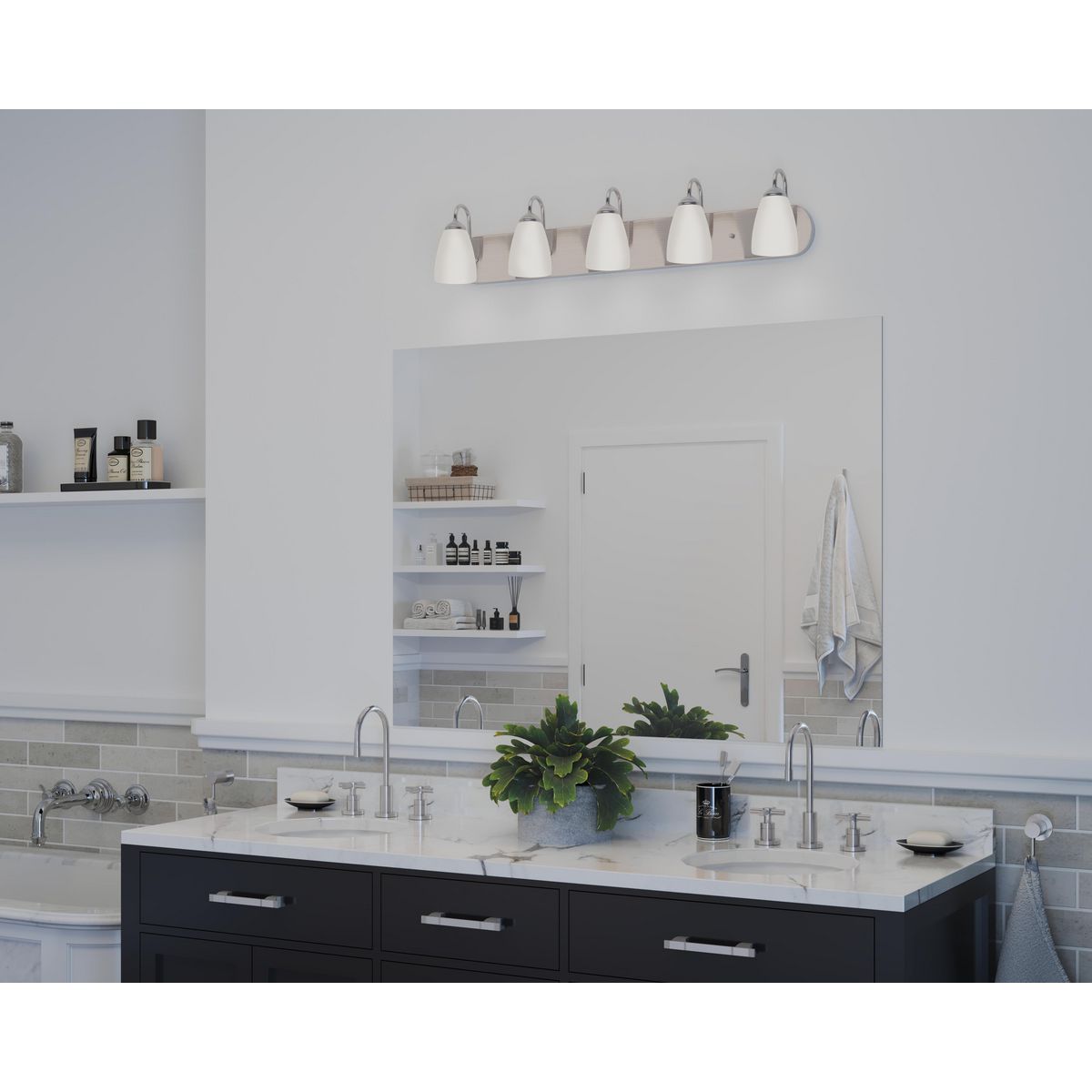 Image 2 Progress Lighting Gather Collection Brushed Nickel 5-Light Vanity Light more views