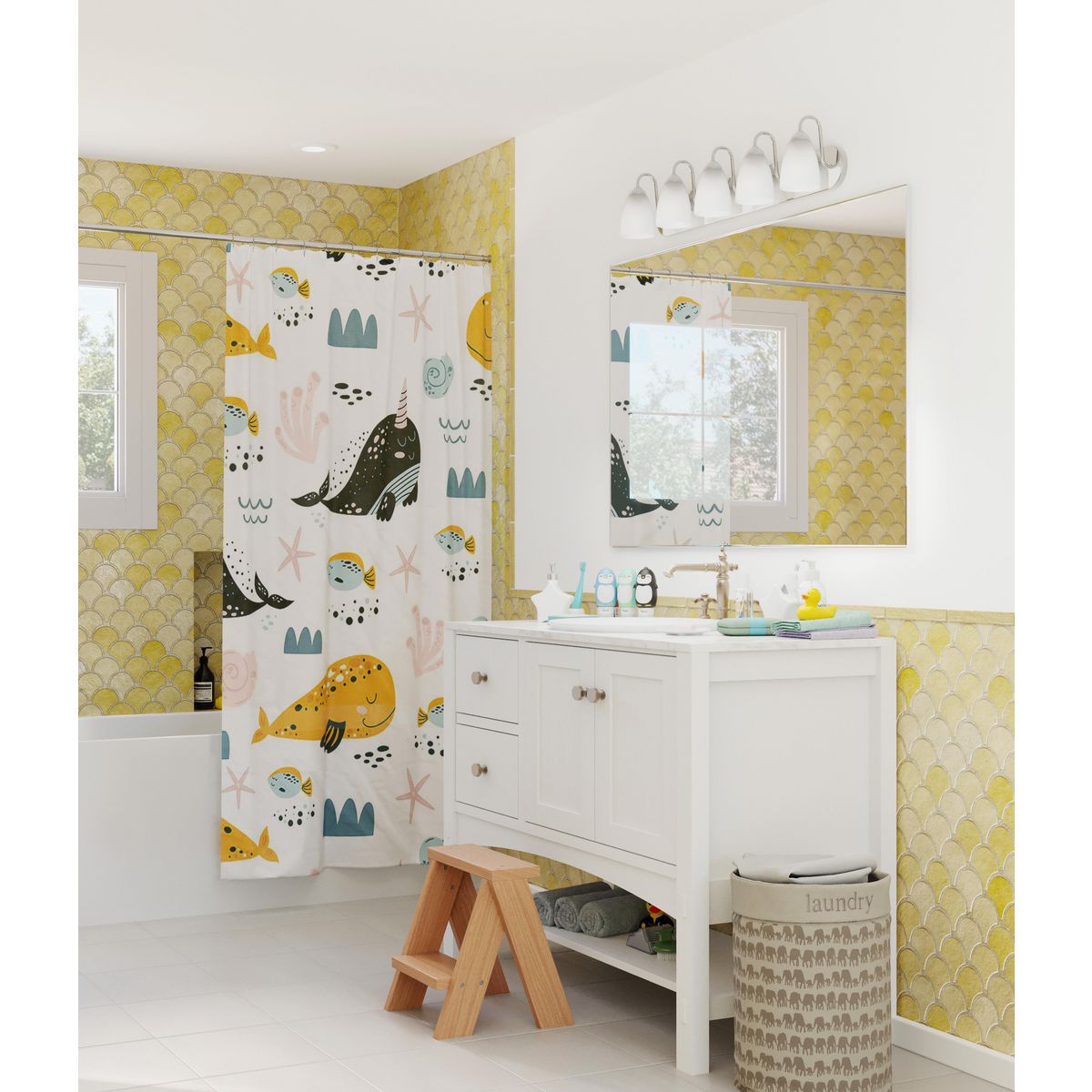 Image 7 Progress Lighting Gather Collection Brushed Nickel 5-Light Vanity Light more views