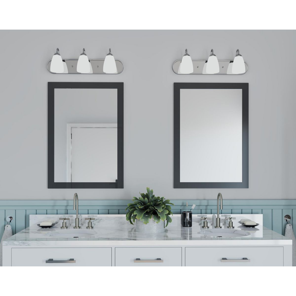 Image 2 Progress Lighting Gather Collection Polished Chrome 3-Light Vanity Light more views