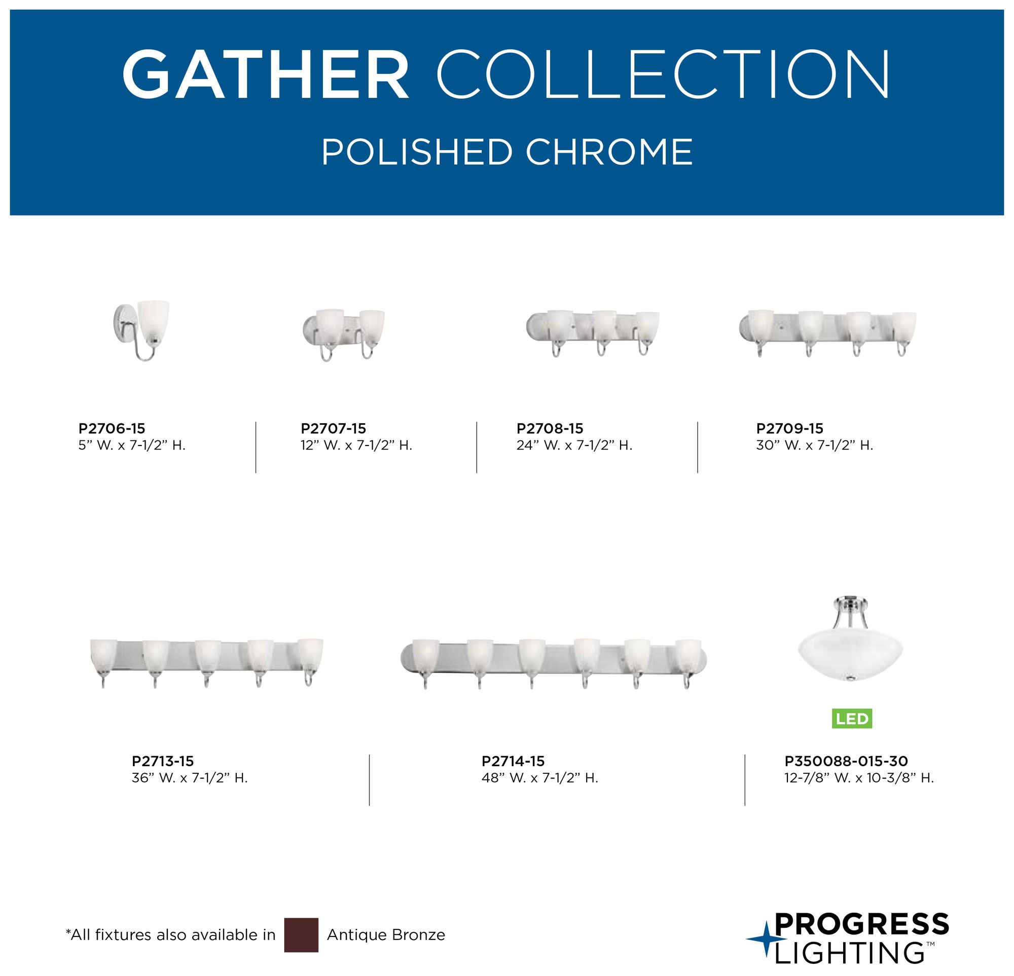 Progress Lighting Gather Collection Polished Chrome 3-Light Vanity Light