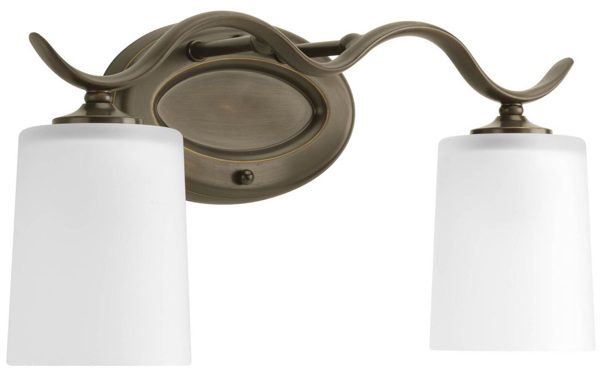 Progress Lighting Inspire 2-Light Antique Bronze Etched Glass Vanity Light