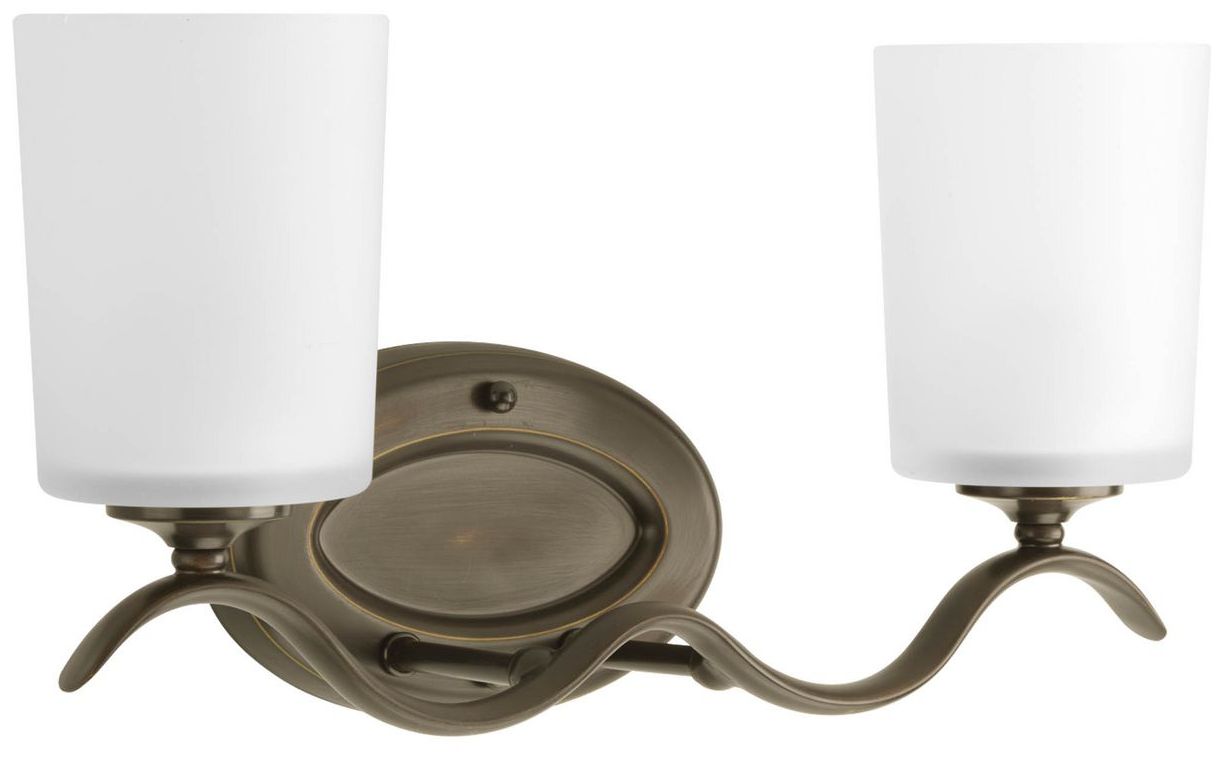 Image 2 Progress Lighting Inspire 2-Light Antique Bronze Etched Glass Vanity Light more views