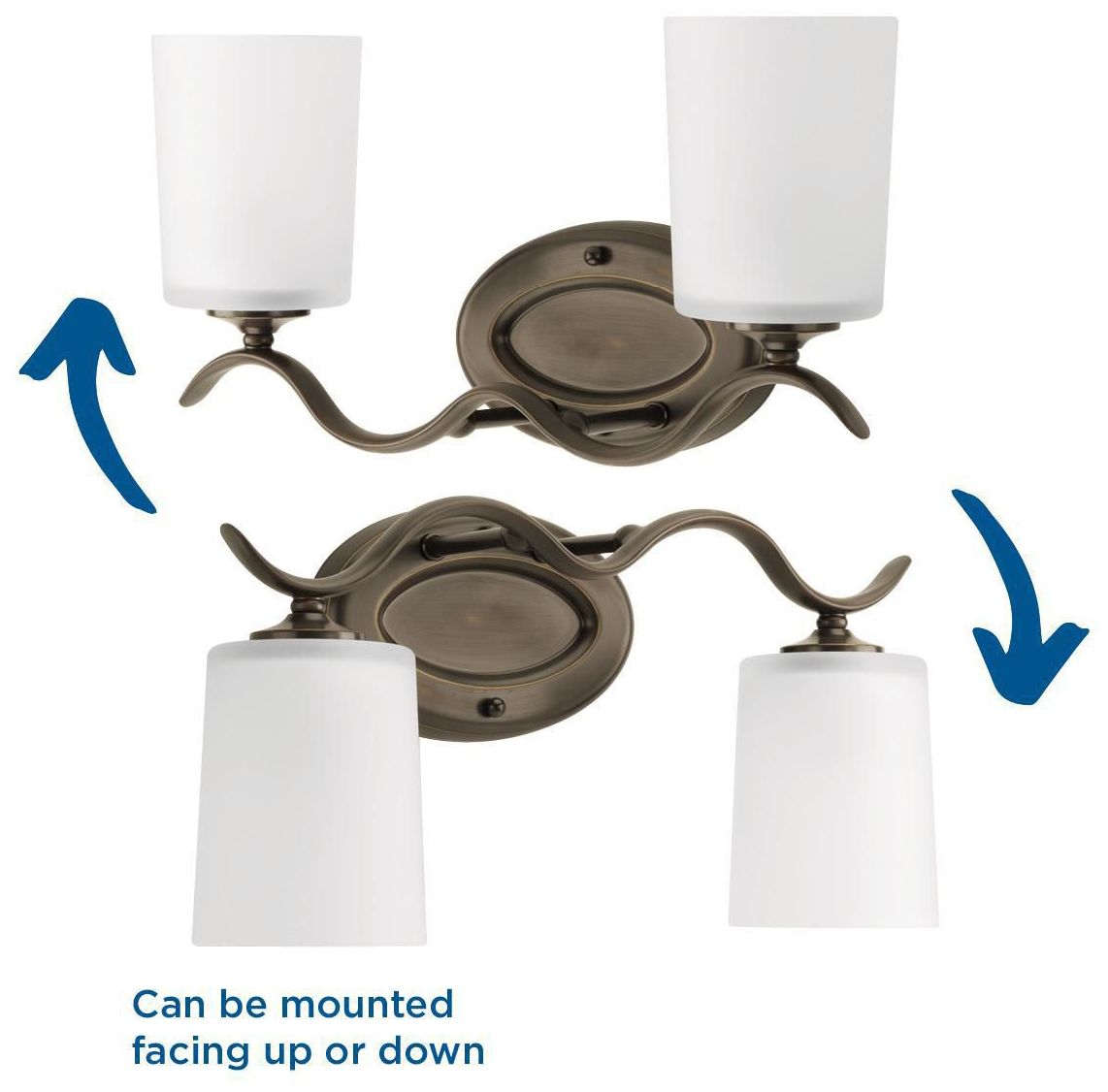 Image 3 Progress Lighting Inspire 2-Light Antique Bronze Etched Glass Vanity Light more views