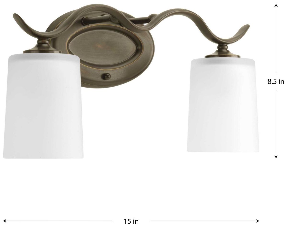 Image 4 Progress Lighting Inspire 2-Light Antique Bronze Etched Glass Vanity Light more views