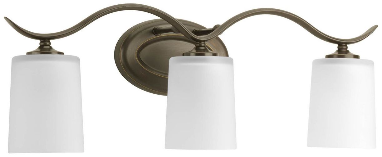 Progress Lighting Inspire Antique Bronze 3-Light Etched Glass Vanity Light