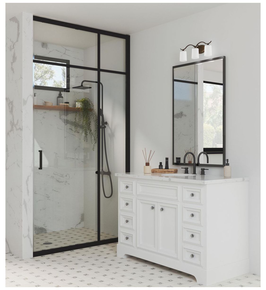 Thumbnail2 of Progress Lighting Inspire Antique Bronze 3-Light Etched Glass Vanity Light more views