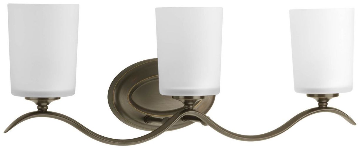 Thumbnail3 of Progress Lighting Inspire Antique Bronze 3-Light Etched Glass Vanity Light more views