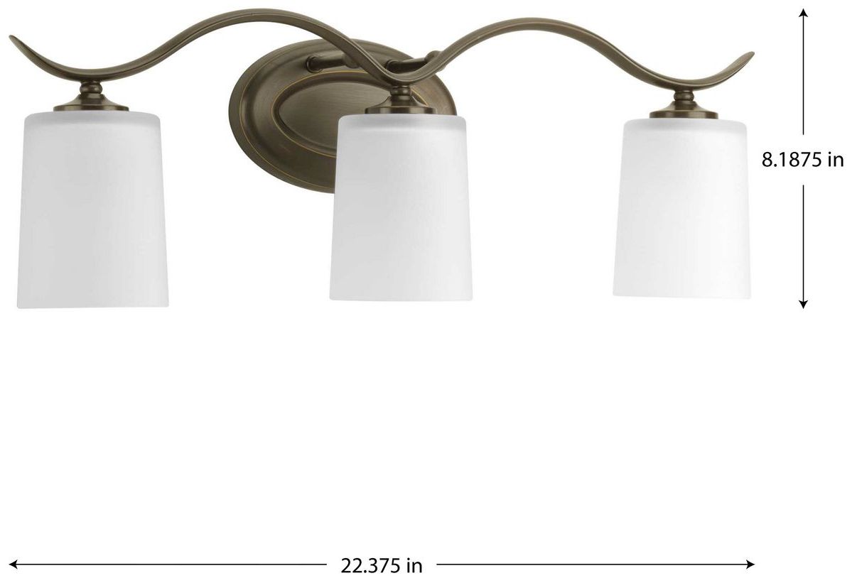 Progress Lighting Inspire Antique Bronze 3-Light Etched Glass Vanity Light
