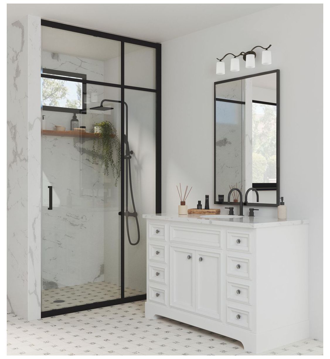 Image 2 Progress Lighting Inspire Antique Bronze 4-Light Etched Glass Vanity Light more views