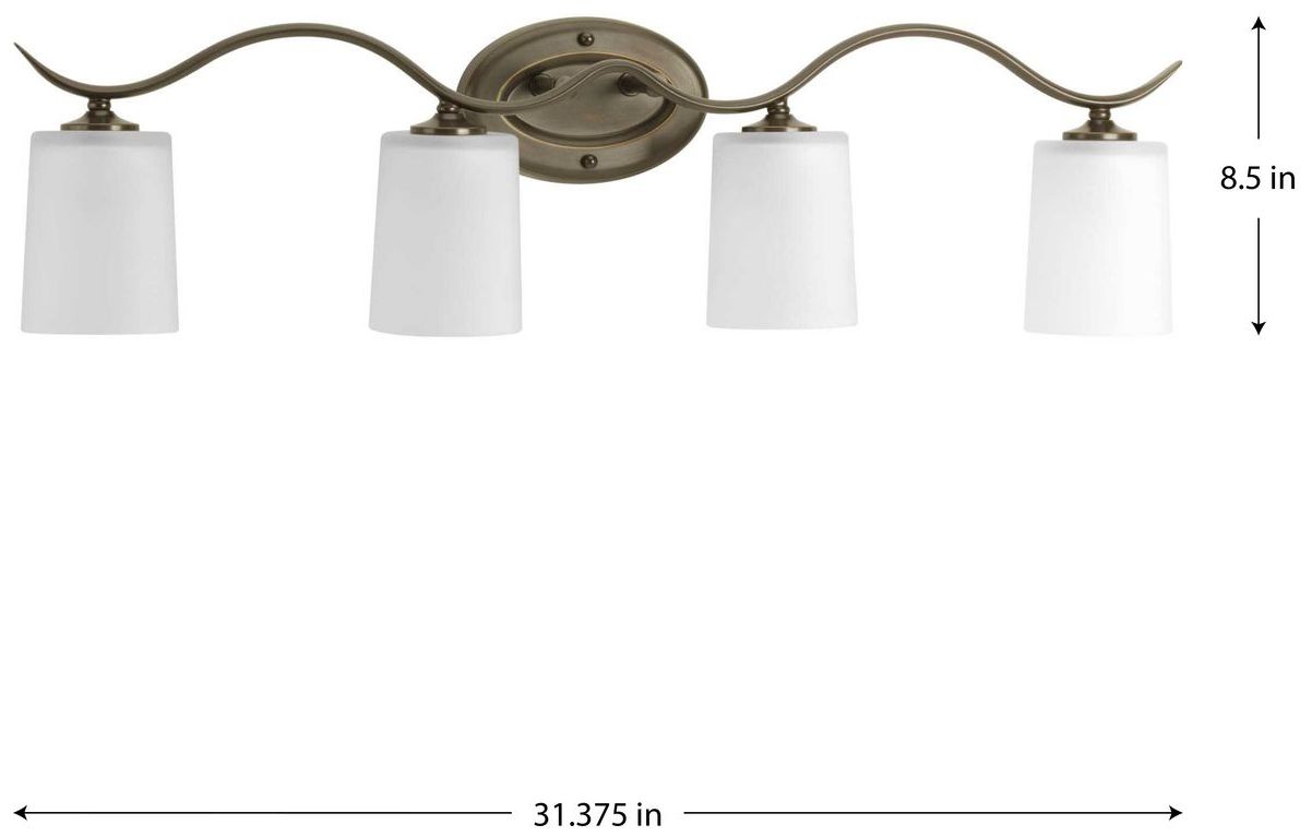Image 5 Progress Lighting Inspire Antique Bronze 4-Light Etched Glass Vanity Light more views