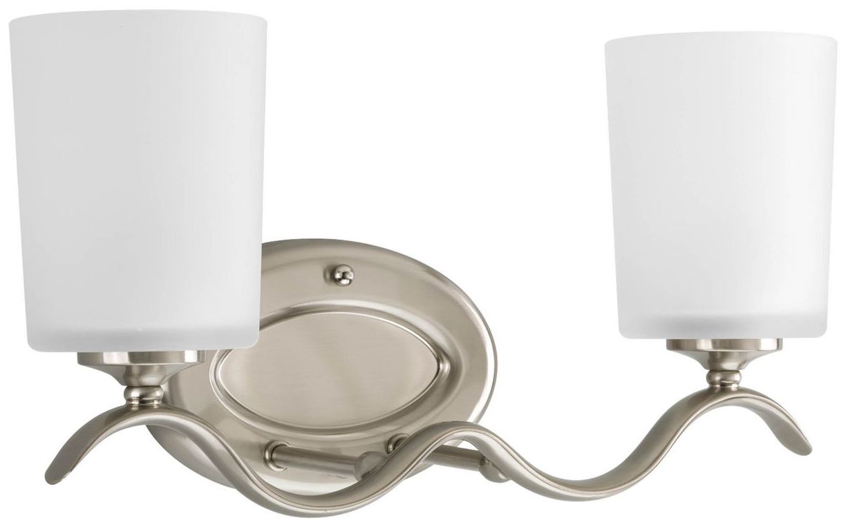 Image 2 Progress Lighting Inspire Brushed Nickel 2-Light Etched Glass Vanity Light more views