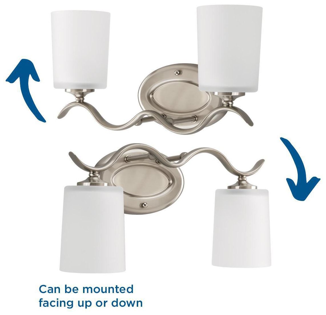 Image 3 Progress Lighting Inspire Brushed Nickel 2-Light Etched Glass Vanity Light more views