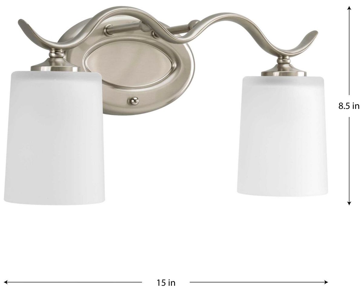 Image 4 Progress Lighting Inspire Brushed Nickel 2-Light Etched Glass Vanity Light more views
