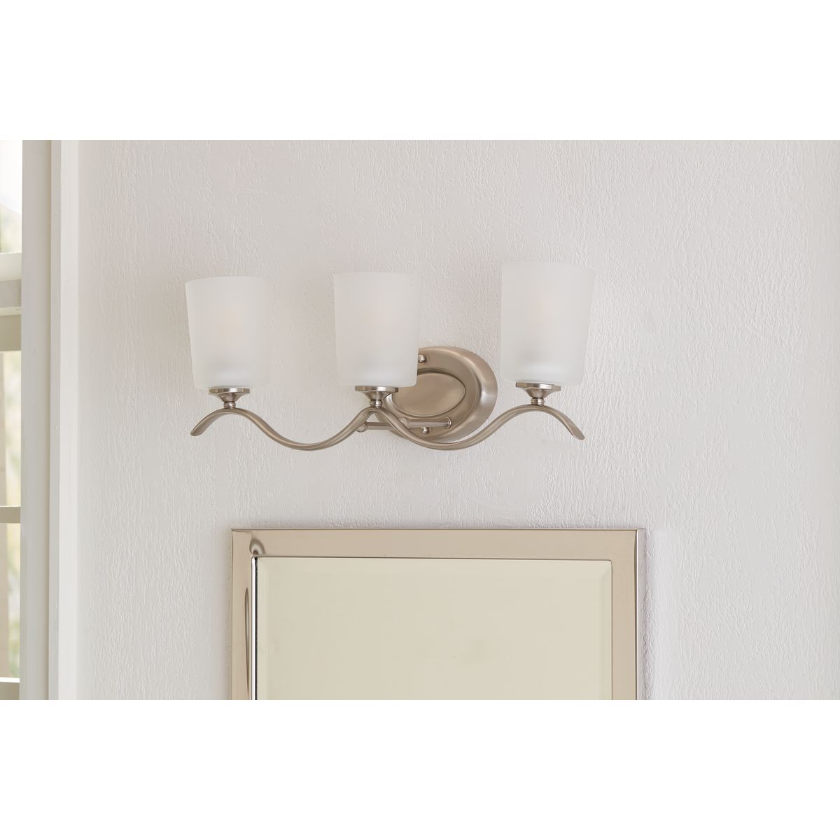 Image 2 Progress Lighting Inspire Brushed Nickel 3-Light Etched Glass Vanity Light more views
