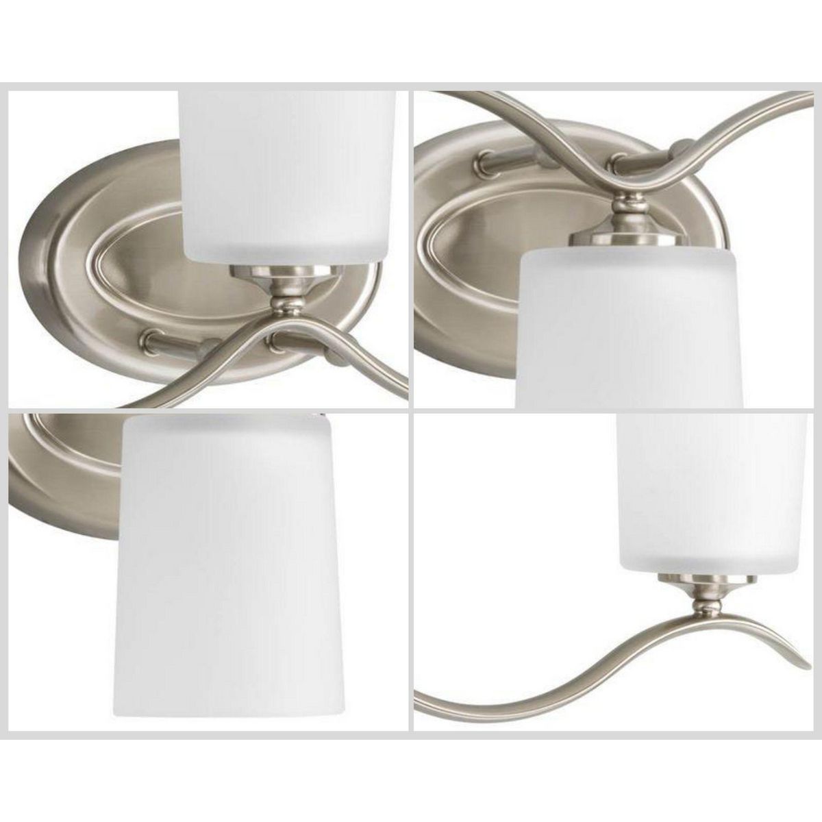 Image 4 Progress Lighting Inspire Brushed Nickel 3-Light Etched Glass Vanity Light more views