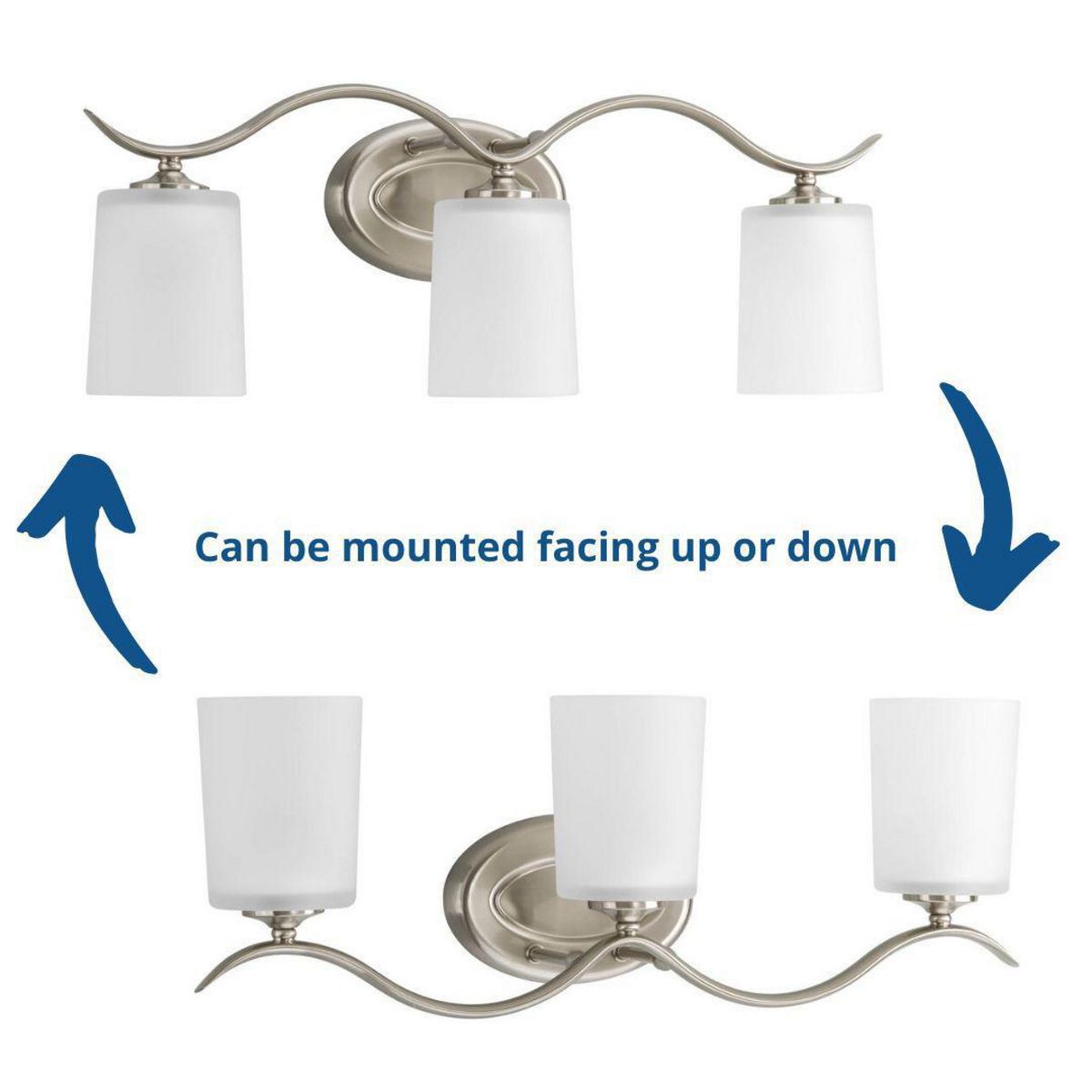 Image 6 Progress Lighting Inspire Brushed Nickel 3-Light Etched Glass Vanity Light more views