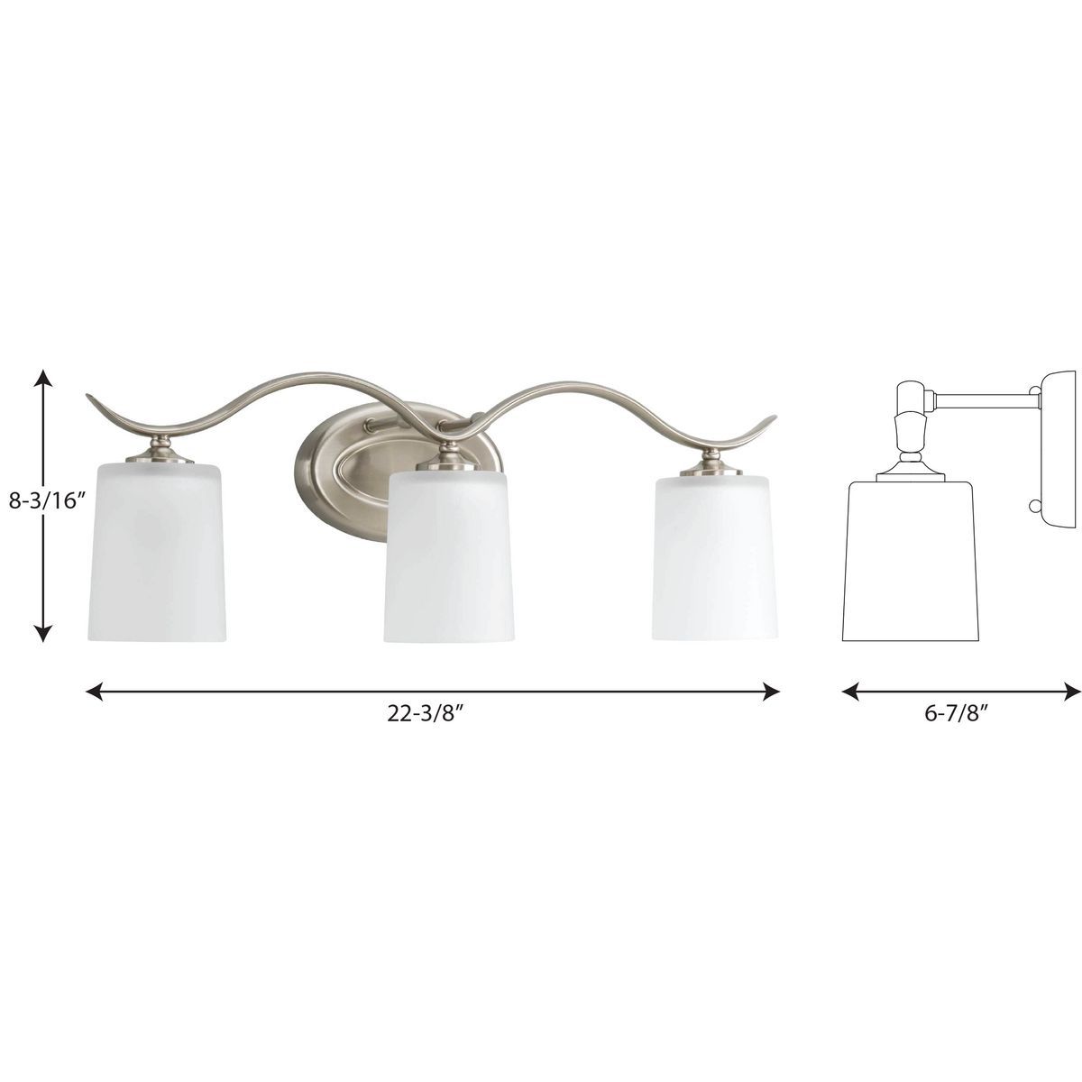 Image 7 Progress Lighting Inspire Brushed Nickel 3-Light Etched Glass Vanity Light more views