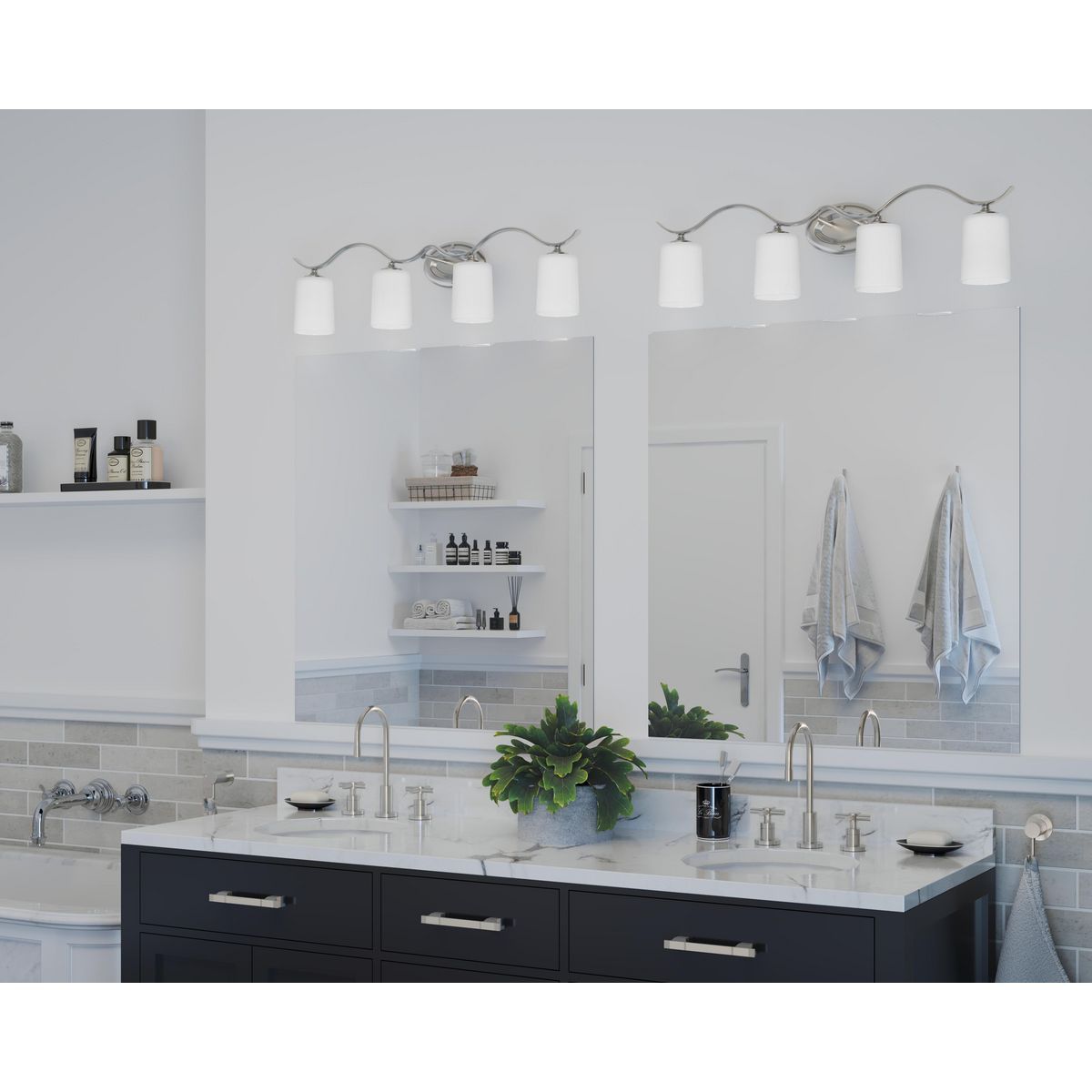 Image 2 Progress Lighting Inspire Brushed Nickel 4-Light Etched Glass Vanity Light more views
