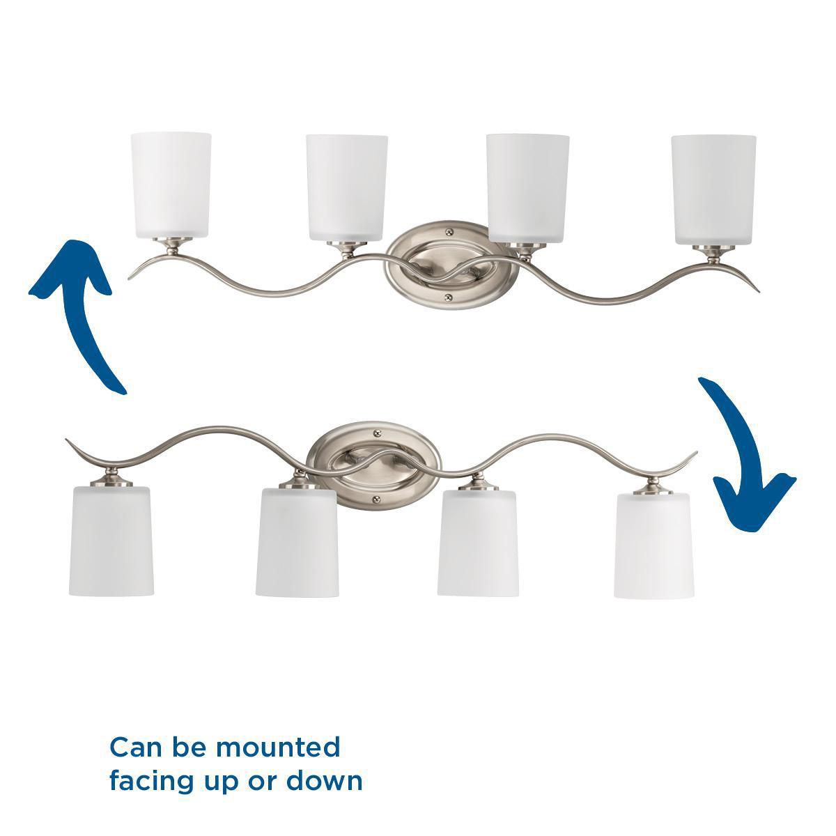 Image 6 Progress Lighting Inspire Brushed Nickel 4-Light Etched Glass Vanity Light more views