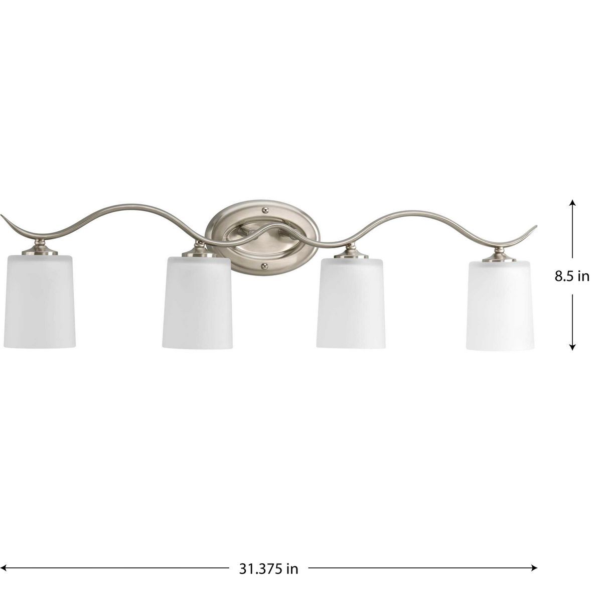 Image 7 Progress Lighting Inspire Brushed Nickel 4-Light Etched Glass Vanity Light more views