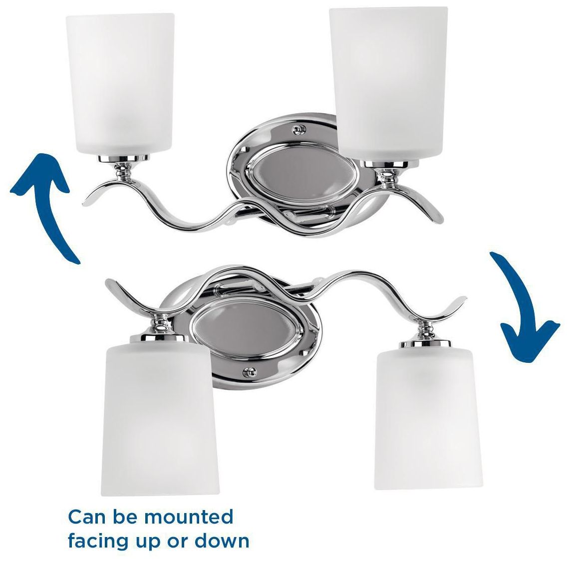 Image 3 Progress Lighting Inspire Polished Chrome 2-Light Etched Glass Vanity Light more views