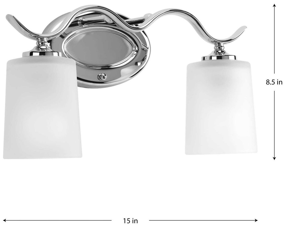 Image 4 Progress Lighting Inspire Polished Chrome 2-Light Etched Glass Vanity Light more views
